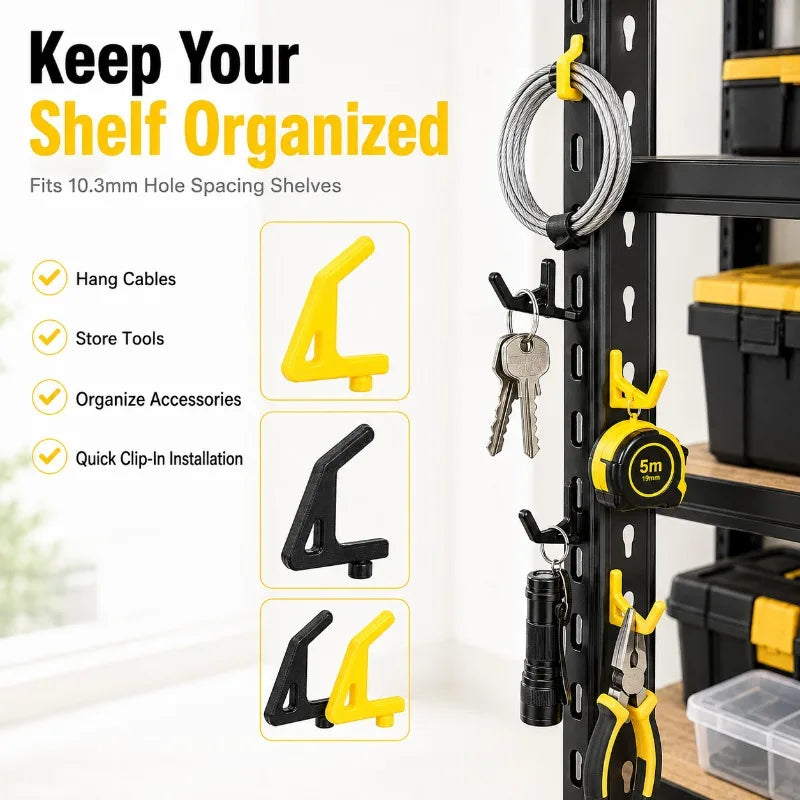 Universal Shelving Hooks 10.3mm | Garage Storage 5–20 Pack Shelving Storage Hooks QXL