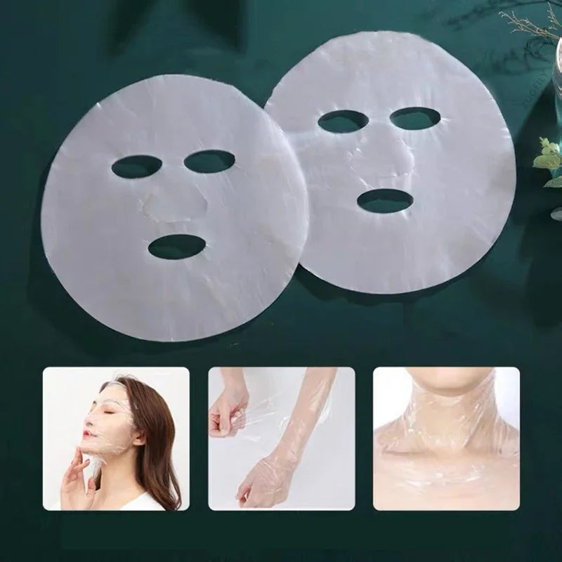 100-Pack Disposable PE Facial Wrap Masks | Face & Neck Film Disposable Face Wrap QXL