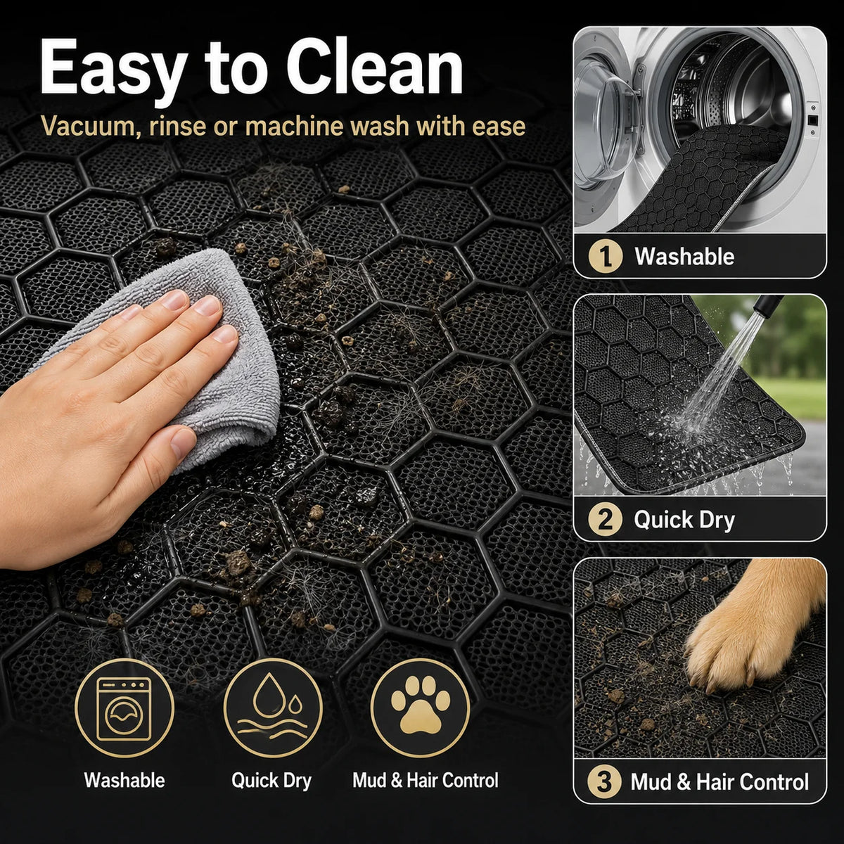 Black Hexagonal Car Trunk Mat | Waterproof Cargo Liner Car Cargo Liner QXL