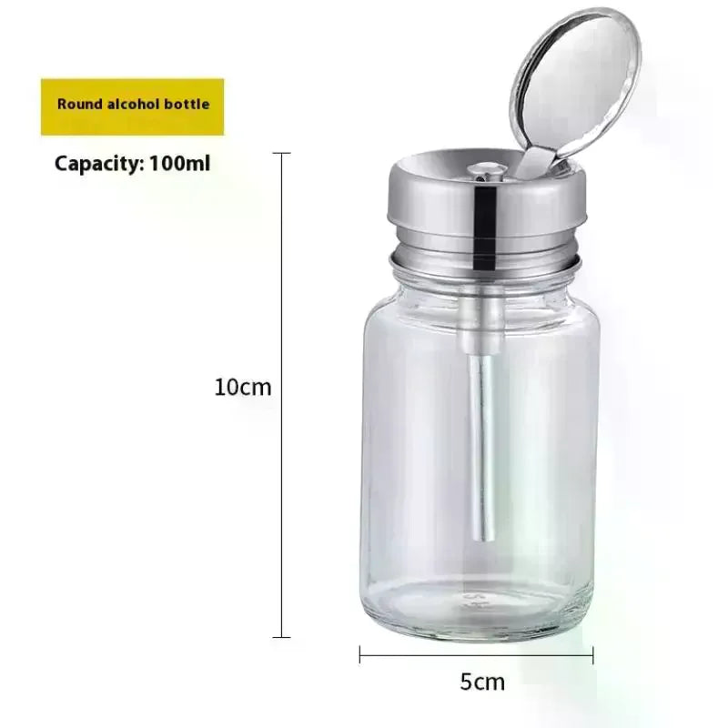 100ml Refillable Glass Nail Pump Dispenser Bottle | Press Top Nail Pump Dispenser QXL