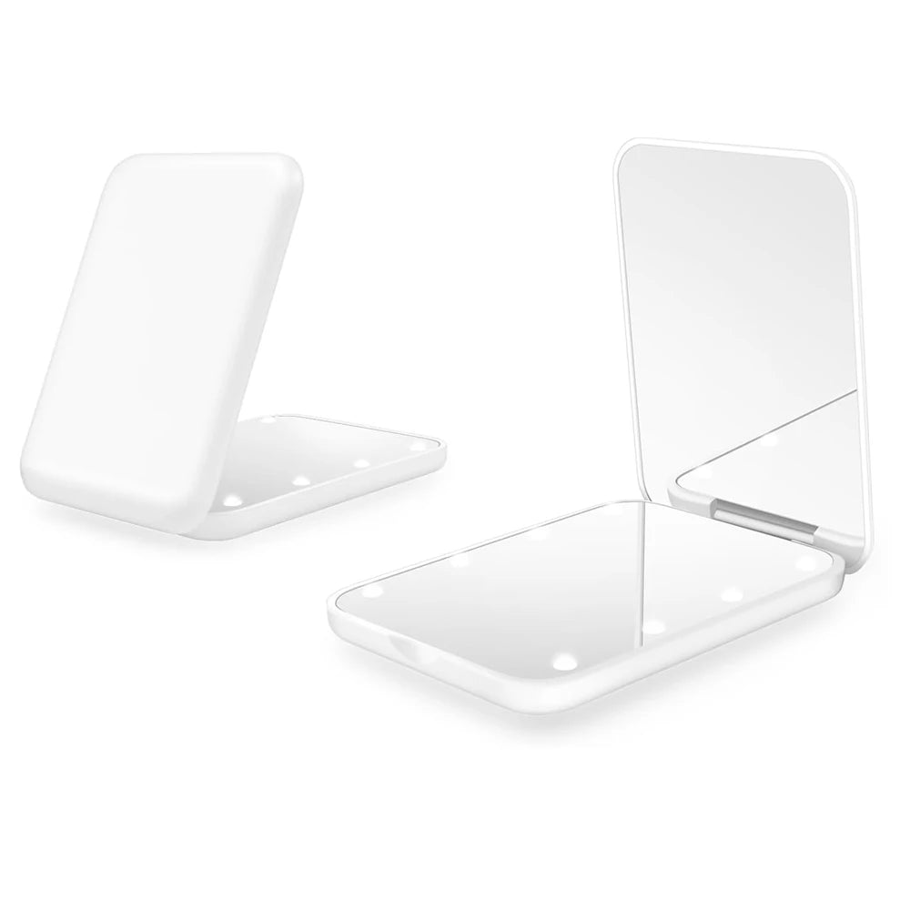 LED Pocket Makeup Mirror 1X/3X Magnification | Travel Mirror LED Makeup Mirror QXL white 3x