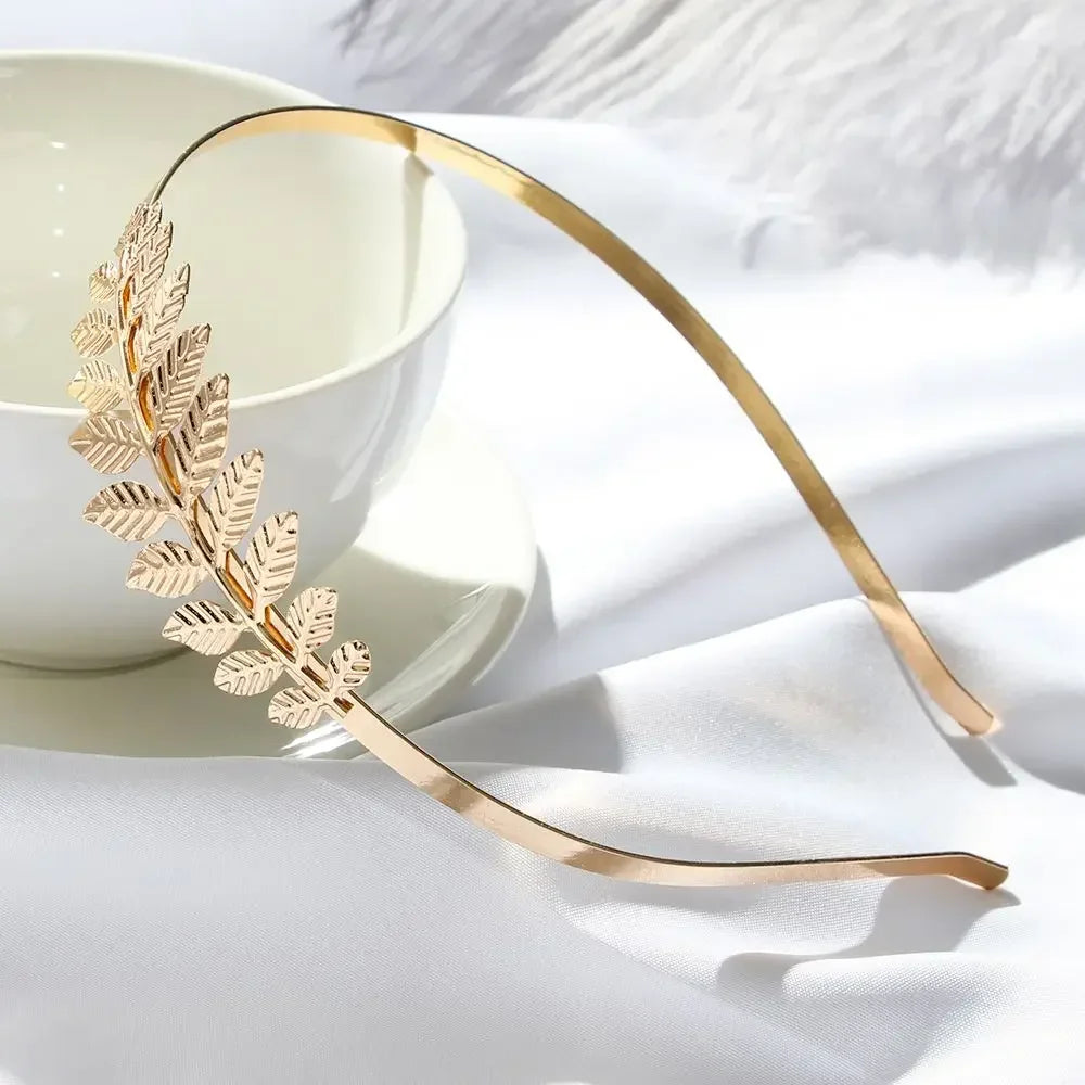 Golden Leaf Bridal Hair Crown & Headband | Wedding Hair Jewelry Bridal Hair Crown QXL