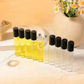 10-Pack Glass Roll-On Bottles 0.34 oz | Stainless Steel Roller Roll-On Bottle Set QXL Glass Clear 10ml