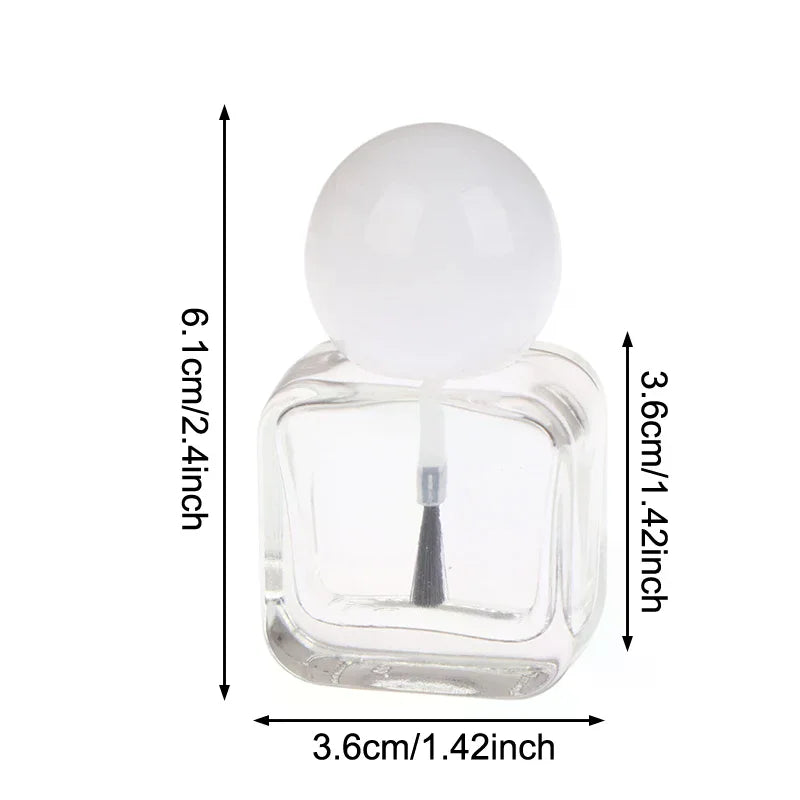 10ml Empty Clear Glass Nail Polish Bottle with Brush Cap Nail Polish Bottle QXL