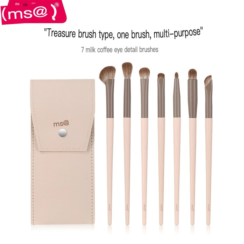 7-Piece Milk Coffee Eye Shadow & Detail Makeup Brush Set Eye Makeup Brush Set QXL