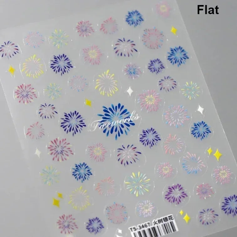 5D Firework Castle Nail Stickers | Holographic Glow Decals Nail Art Stickers QXL TS3467