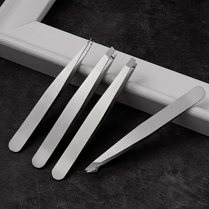 4-Piece Stainless Steel Eyebrow Tweezer Set | Facial Hair Tool Eyebrow Tweezer Set QXL