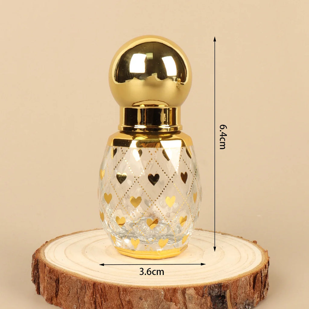 10ml Gold Heart Roll-On Perfume Glass Bottle | Golden Ball Cap Roll-On Perfume Bottle QXL