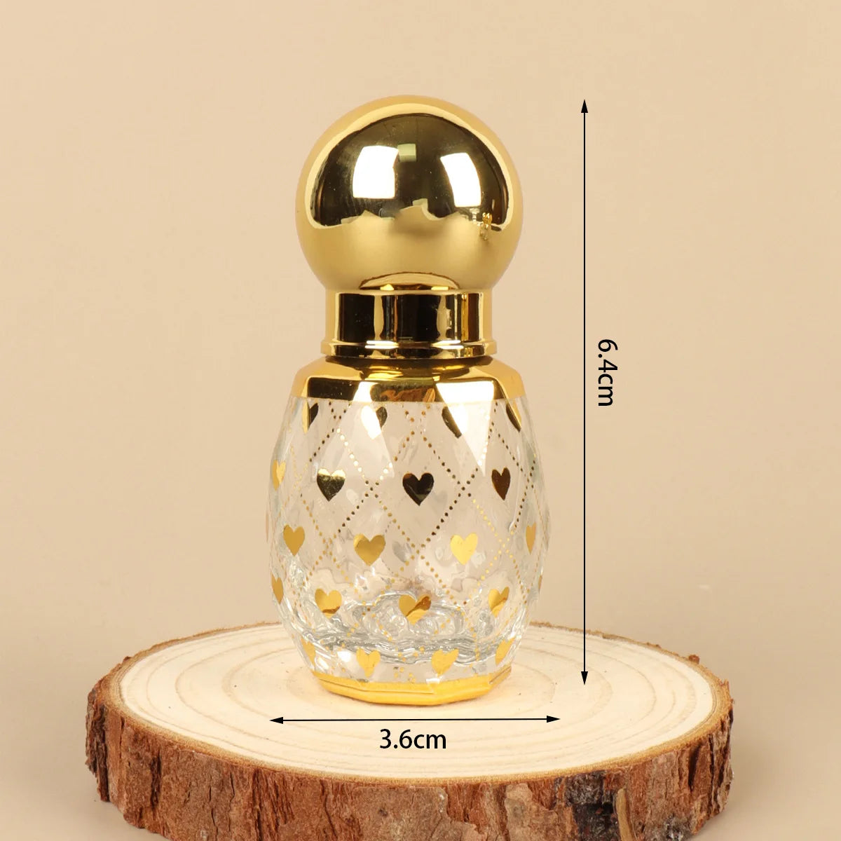 10ml Gold Heart Roll-On Perfume Glass Bottle | Golden Ball Cap Roll-On Perfume Bottle QXL