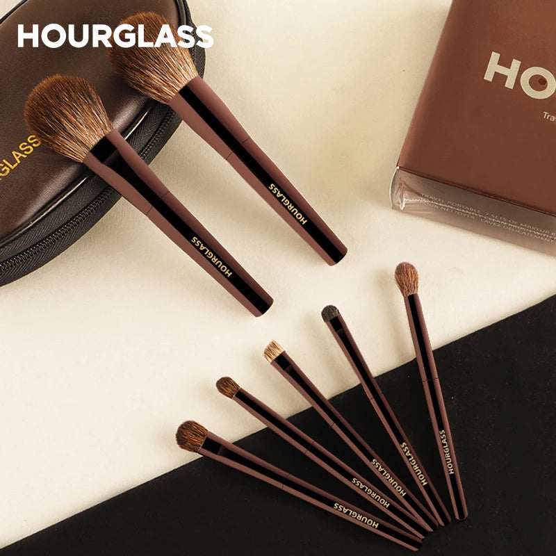 Hourglass 7-Piece Mini Portable Makeup Brush Set | Animal Hair Makeup Brush Set QXL