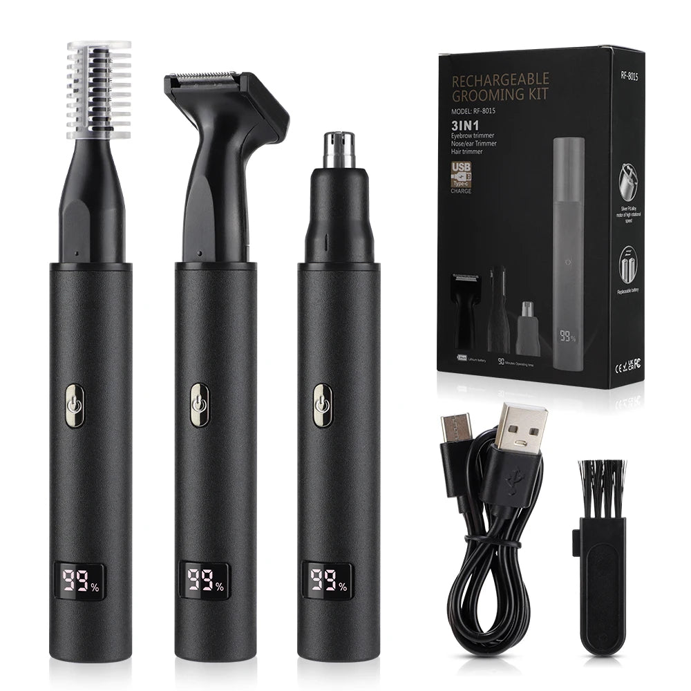 Electric Nose & Ear Hair Trimmer | 3-in-1 Rechargeable Nose & Ear Trimmer QXL