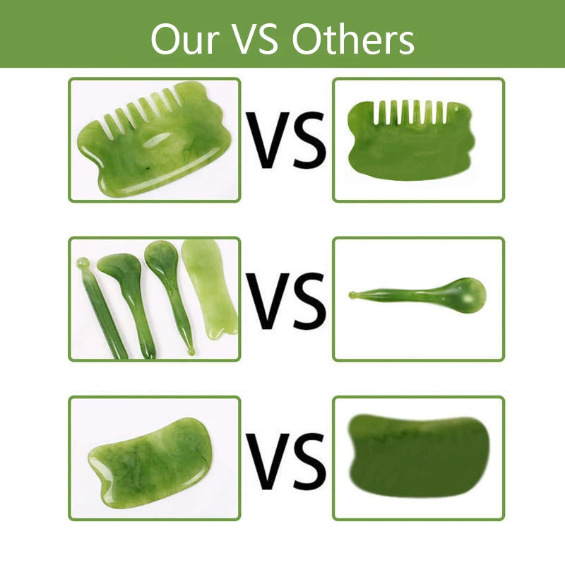 7-Piece Natural Resin Gua Sha Scraper Set | Body & Face Massage Gua Sha Scraper Set QXL