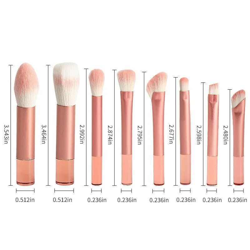 8-Piece Mini Makeup Brush Set | Crystal Handle Travel Kit Makeup Brush Set QXL