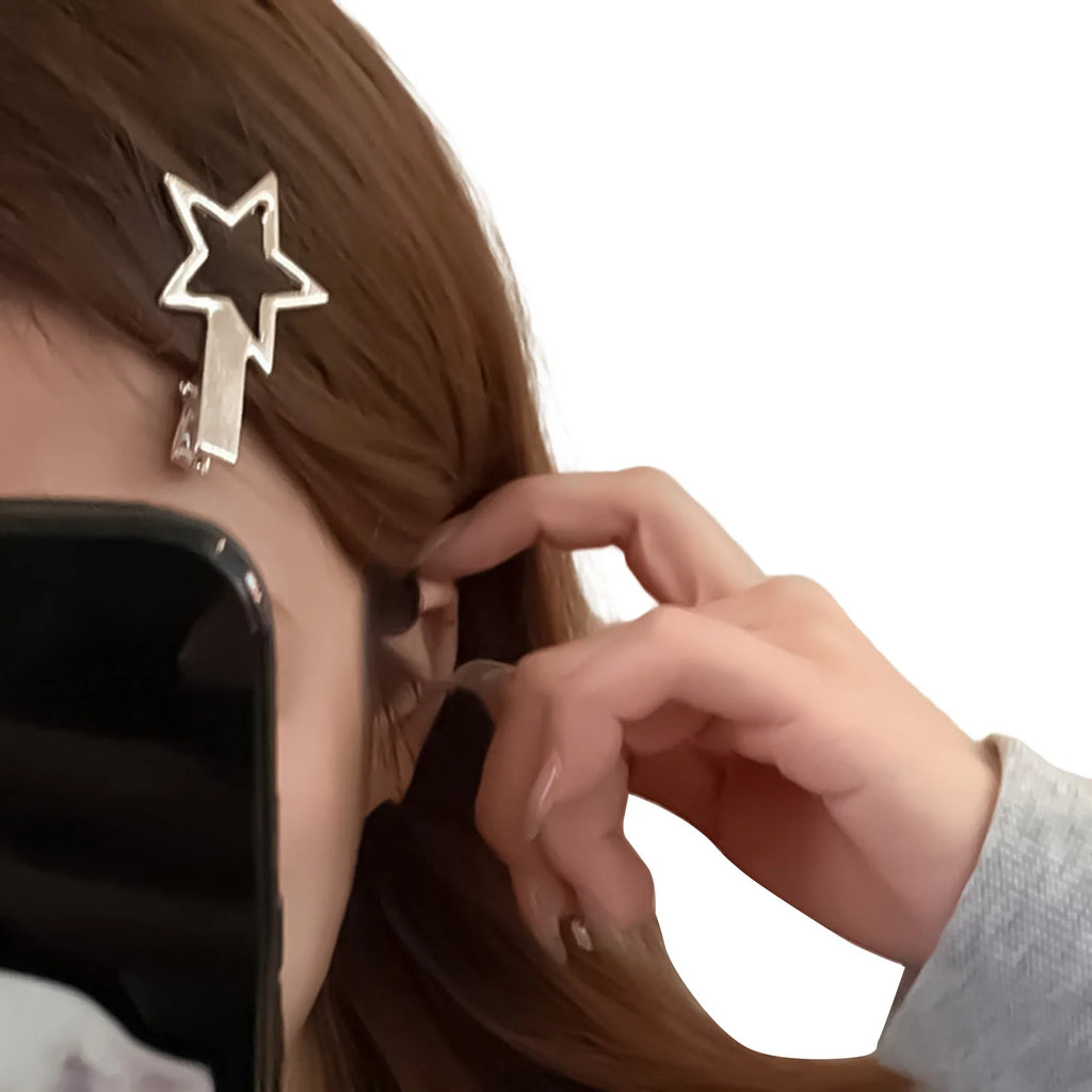 2-Pack Y2K Pentagram Star Hair Clips | Non-Slip Side Clips Hair Clips QXL