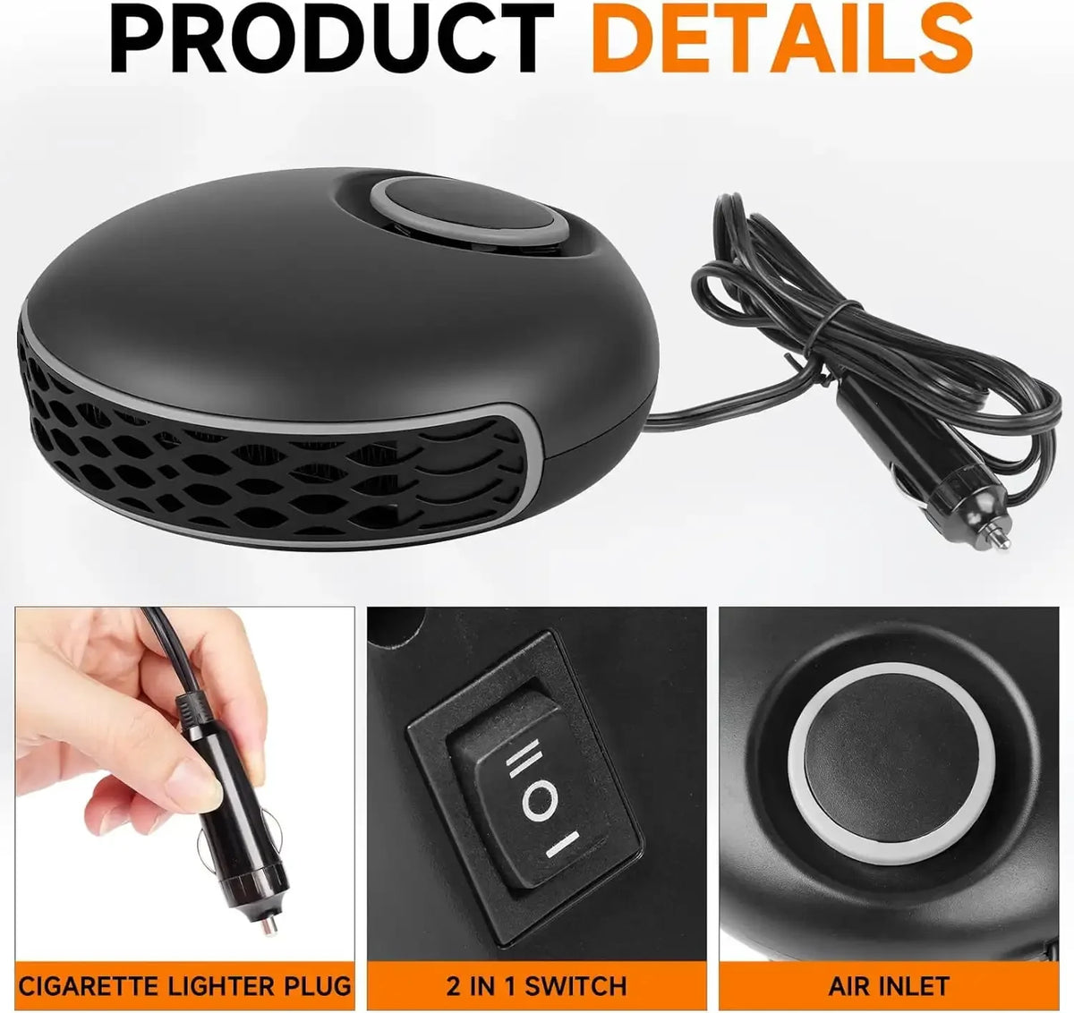 150W 12V Portable Car Heater & Defroster | 360° Fan Car Heater Fan QXL