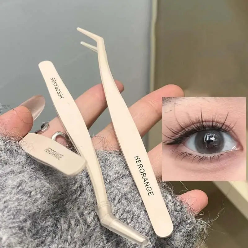 Anti-Stick Curved Eyelash Tweezers | Stainless Steel Lash Tool Eyelash Tweezers QXL Default Title