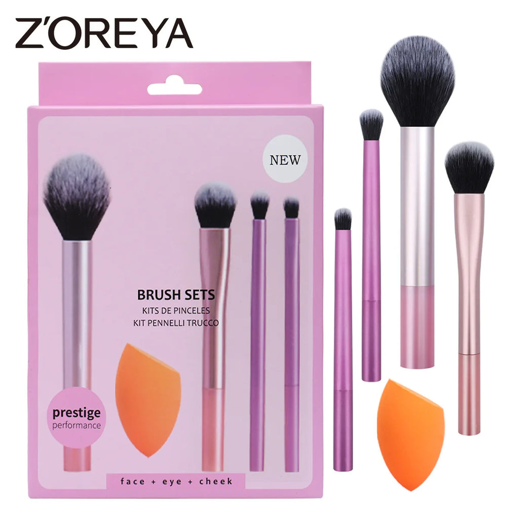 ZOREYA 4-Piece Makeup Brush Set – Powder, Blush & Foundation Makeup Brush Set QXL