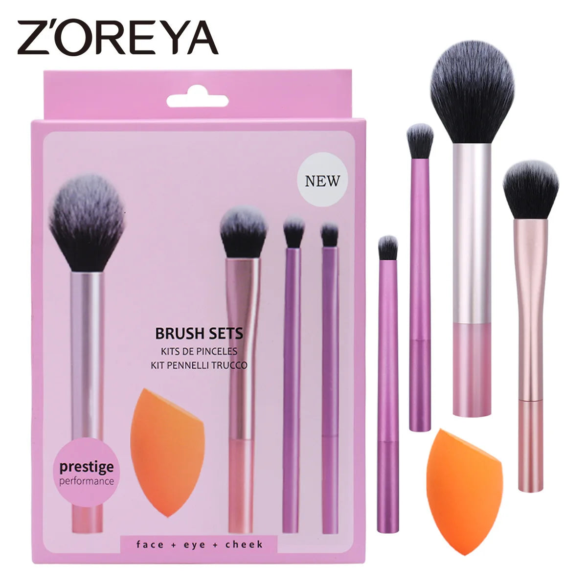 ZOREYA 4-Piece Makeup Brush Set – Powder, Blush & Foundation Makeup Brush Set QXL