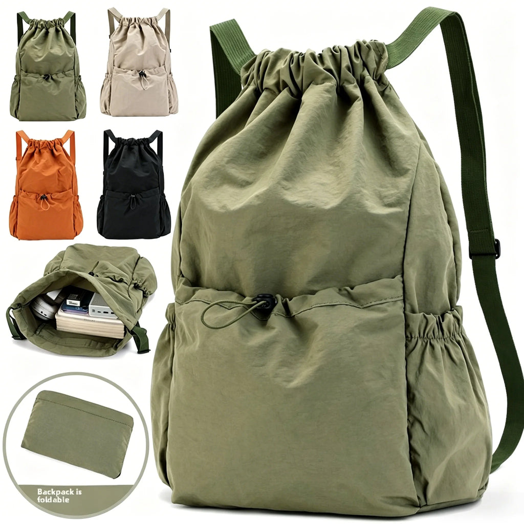 Foldable Drawstring Backpack | Lightweight Packable Travel Bag Foldable Backpack QXL