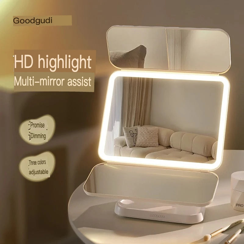 LED Lighted Tabletop Makeup Mirror | Magnifying Vanity Mirror LED Vanity Mirror QXL