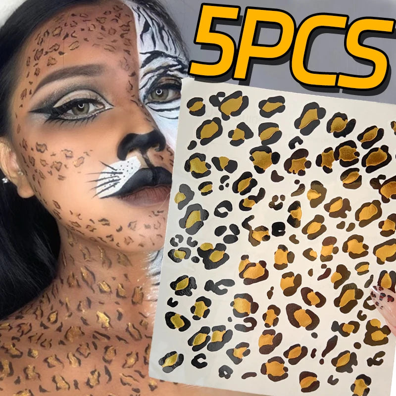 Leopard Print Temporary Tattoo Stickers | Waterproof Face & Body Temporary Tattoo Sticker QXL