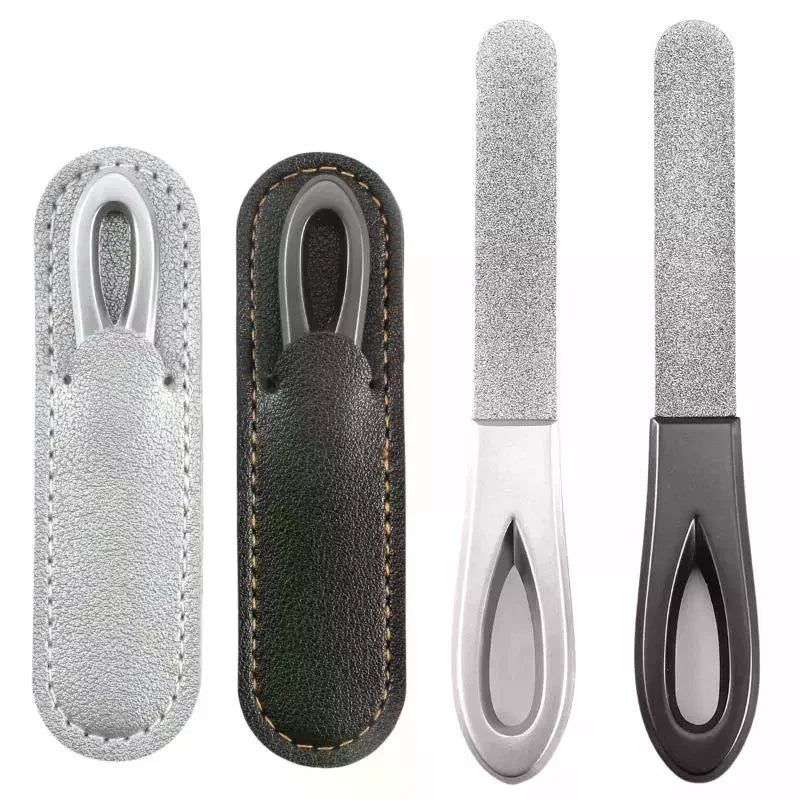 Stainless Steel Diamond Grit Nail File | Dual-Sided + Sleeve Diamond Nail File QXL