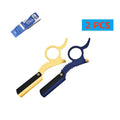 Stainless Steel Thumb Razor, Straight Razor & Hair Scraper Set Razor & Grooming Set QXL 199-yellow blue-2PCS