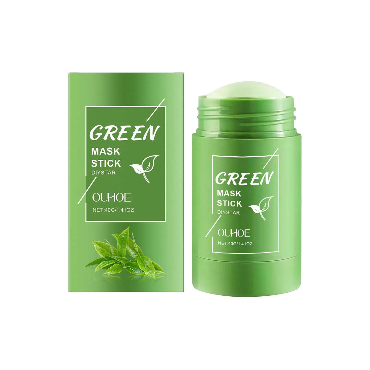 OUHOE Green Tea Solid Mask Stick | Deep Cleanse & Pore Care Facial Mask Stick QXL 40g boxed