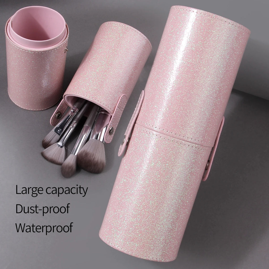 Glitter Pink Makeup Brush Holder | Cylinder Organizer 23cm Makeup Brush Holder QXL
