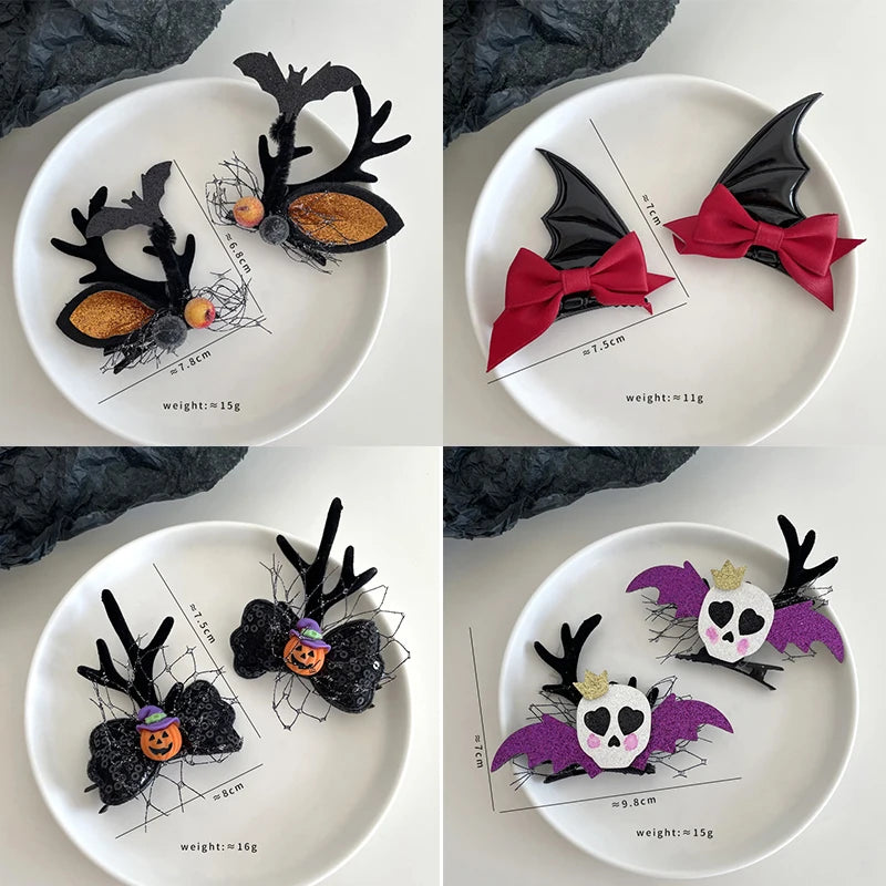Halloween Hair Clips – Ghost, Pumpkin, Bat & Witch Set of 8 Halloween Hair Clips QXL