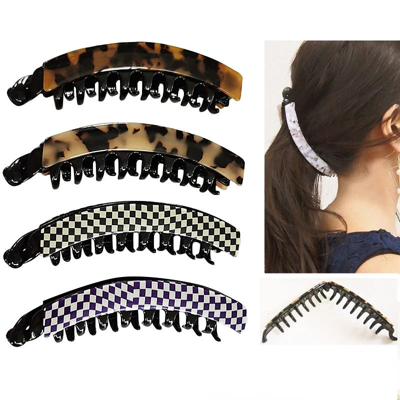Blue Vintage Braided Banana Hair Clip | Wave Ponytail Holder Banana Hair Clip QXL