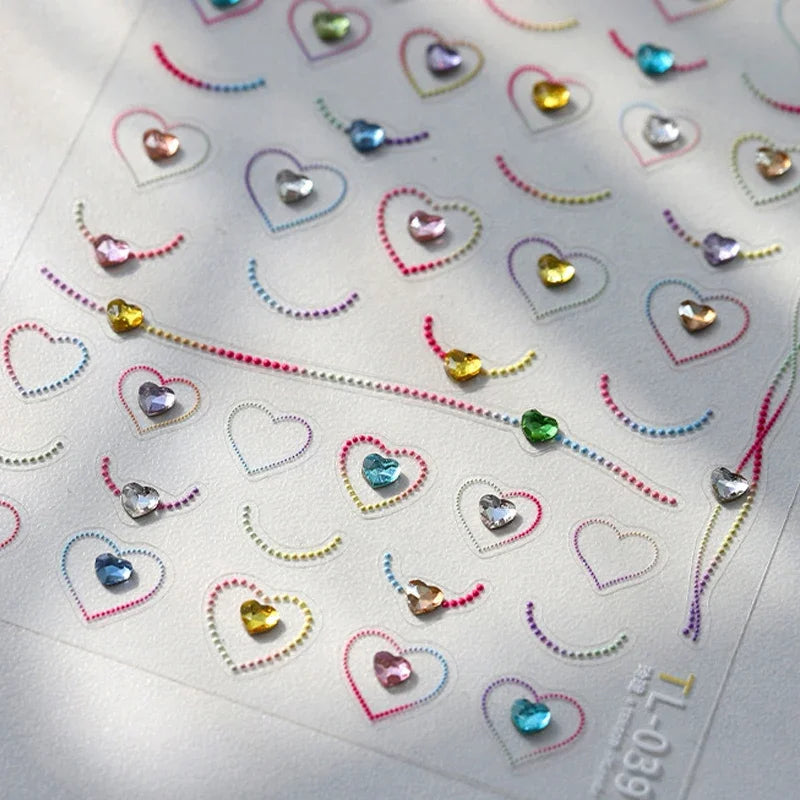 5D Jelly Silver Nail Art Stickers | Hearts, Gems & Letters Nail Art Stickers QXL