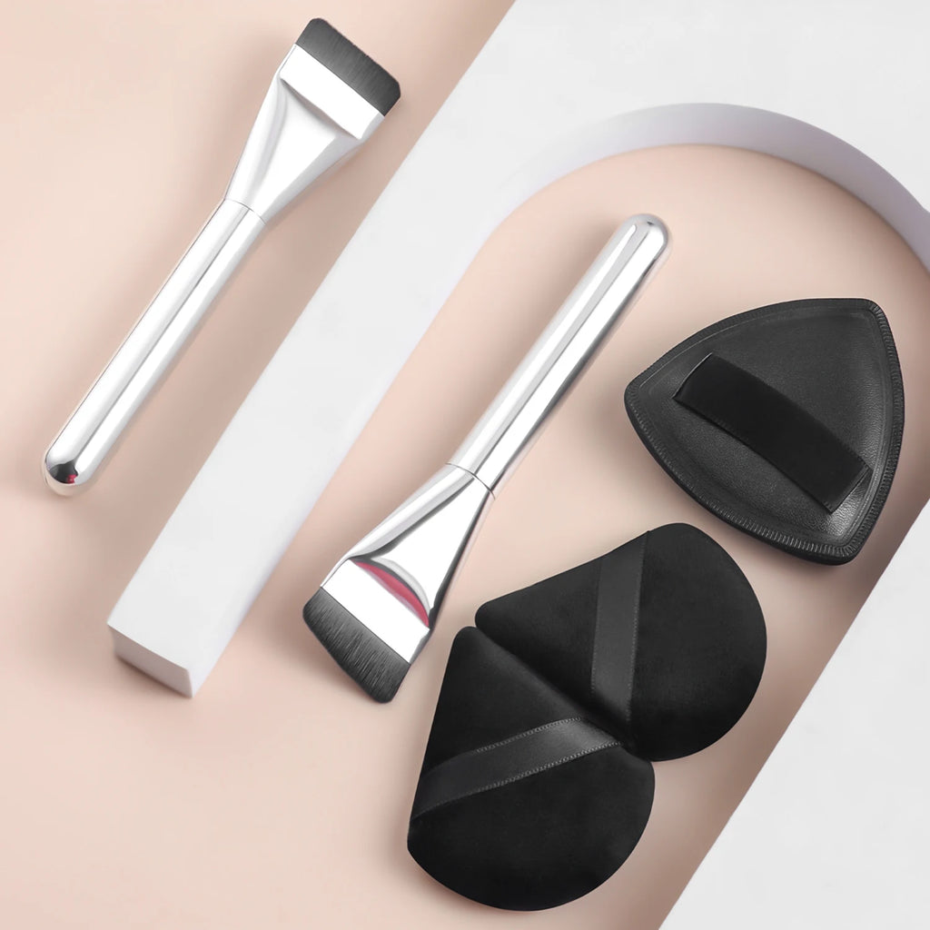 Ronshadow 5-Pc Makeup Brush & Powder Puff Set | Foundation Kit Makeup Brush Set QXL