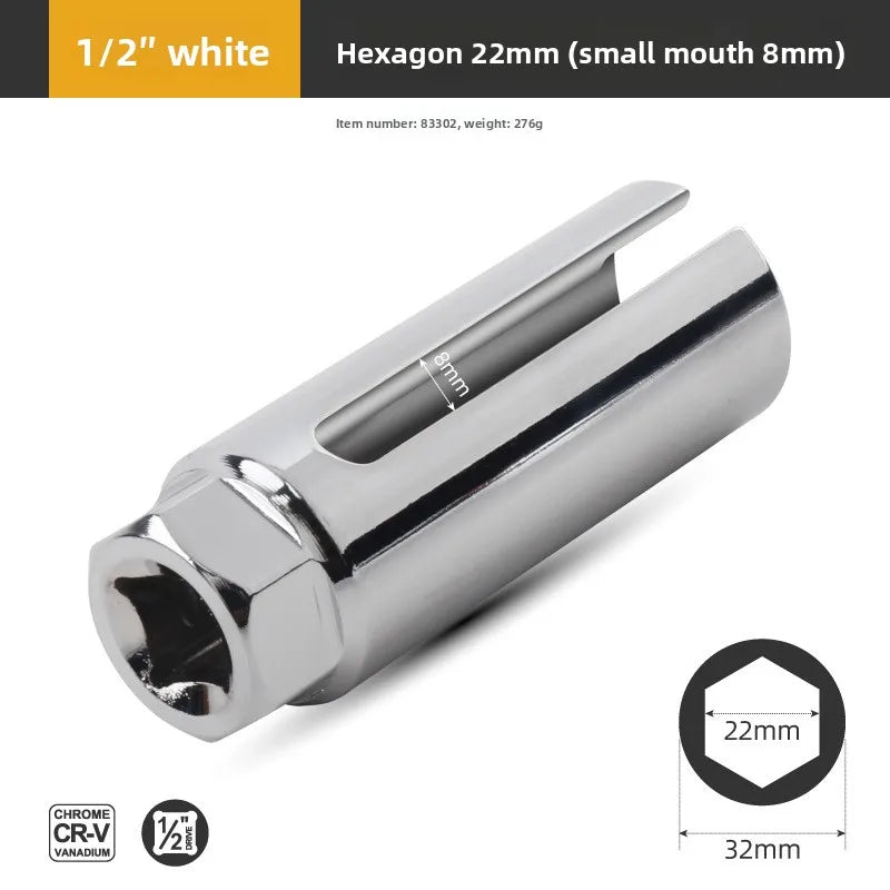 22mm O2 Sensor Socket 1/2" Drive Slotted CR-V Steel Removal Tool Sensor Removal Socket QXL A
