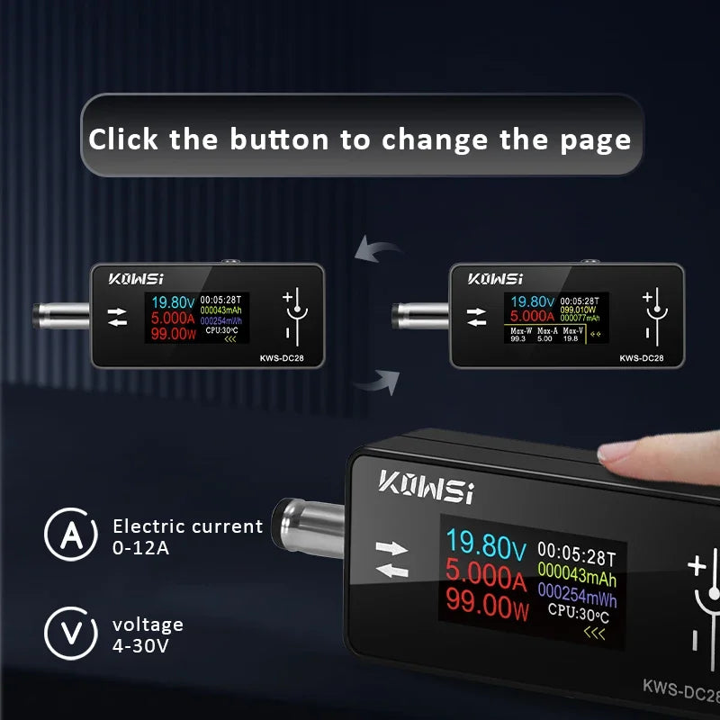 KWS-DC28 DC Volt Ammeter | Color Screen 5525 Interface Tester DC Voltage Tester QXL