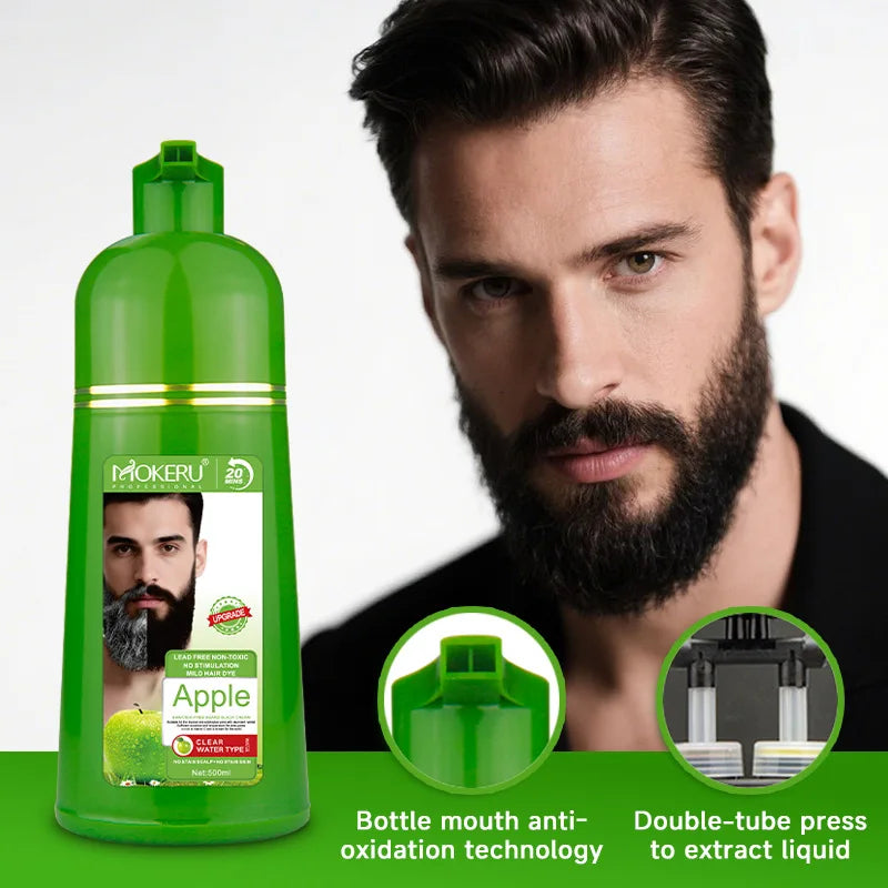 Apple Hair Color Shampoo | Ammonia-Free Black 500ml Hair Dye Shampoo QXL