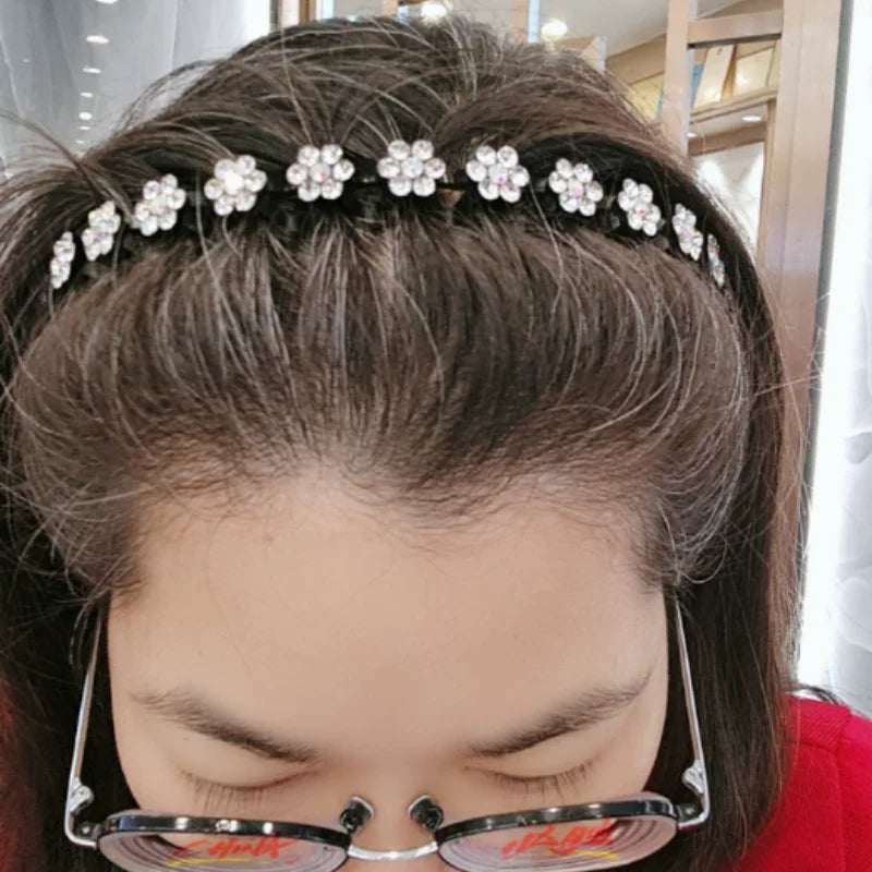 Rhinestone Non-Slip Wave Headband for Women & Girls Rhinestone Headband QXL
