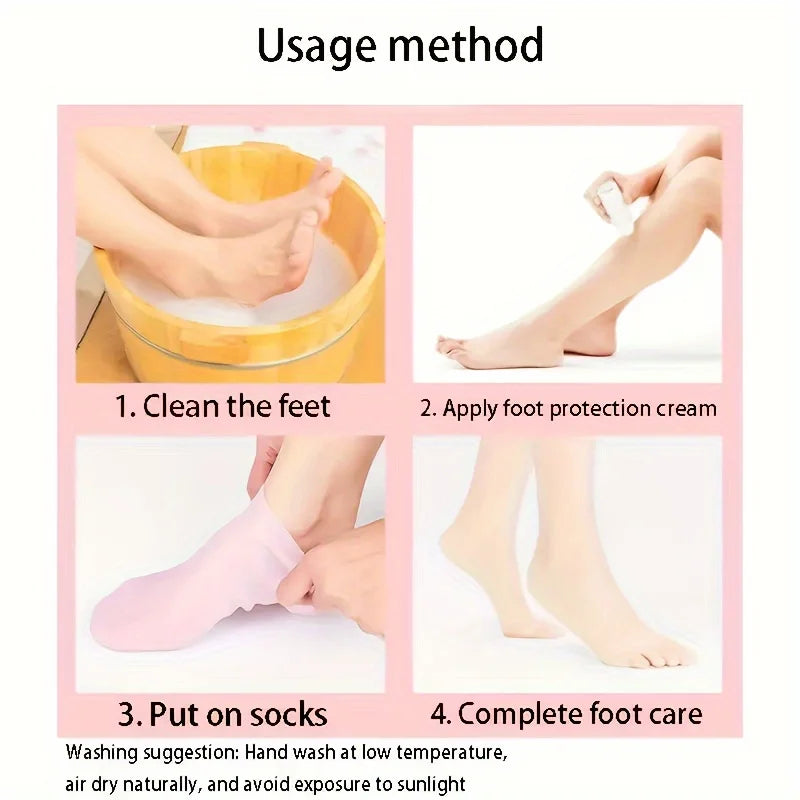 2-Pack Silicone Gel Socks for Dry Cracked Feet | Moisturizing Moisturizing Foot Socks QXL
