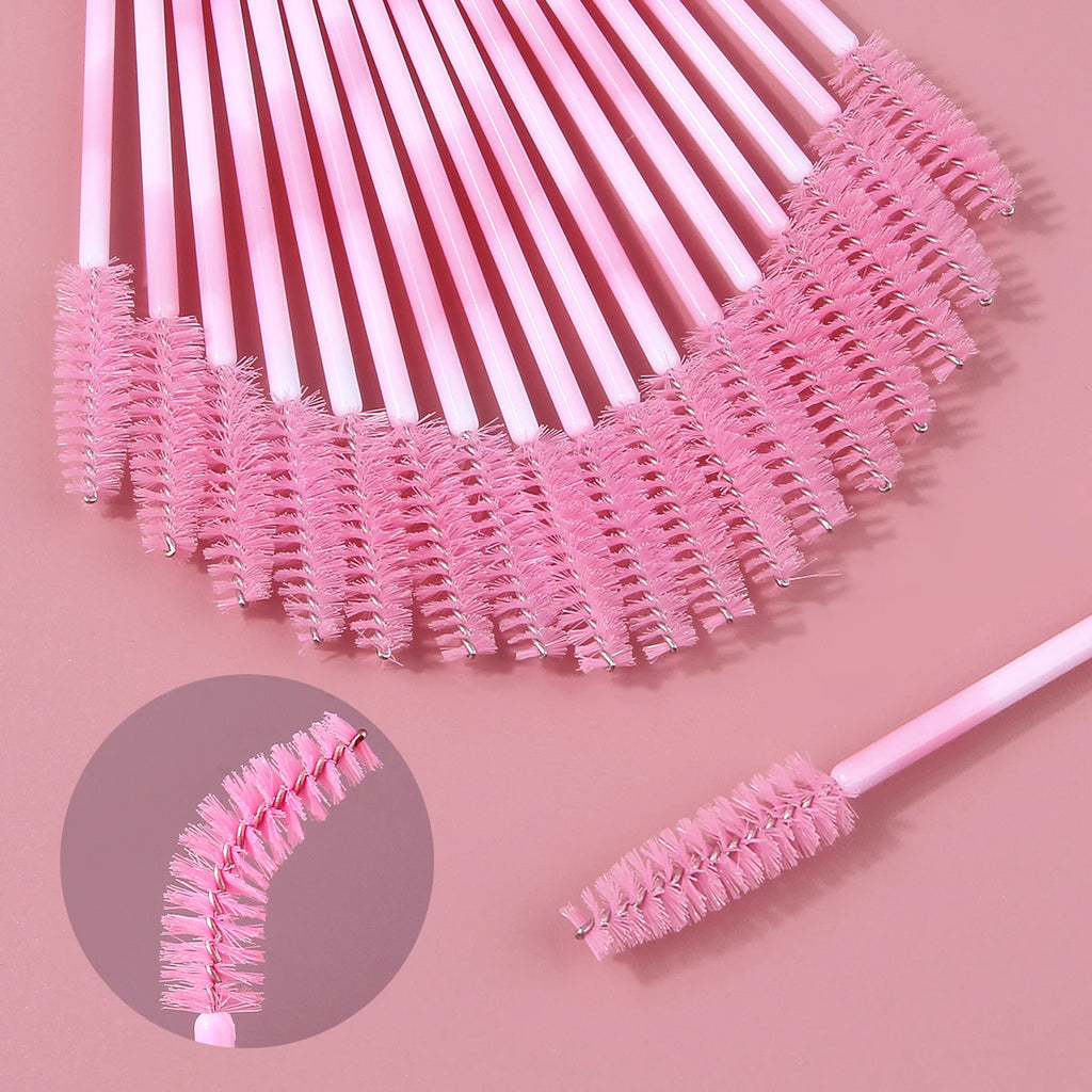 50-Pack Disposable Mascara Wands | Pink Spiral Lash Brushes Disposable Mascara Wands QXL