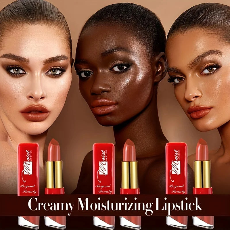 12-Color Creamy Moisturizing Lipstick | Long-Lasting Lip Makeup Creamy Lipstick QXL
