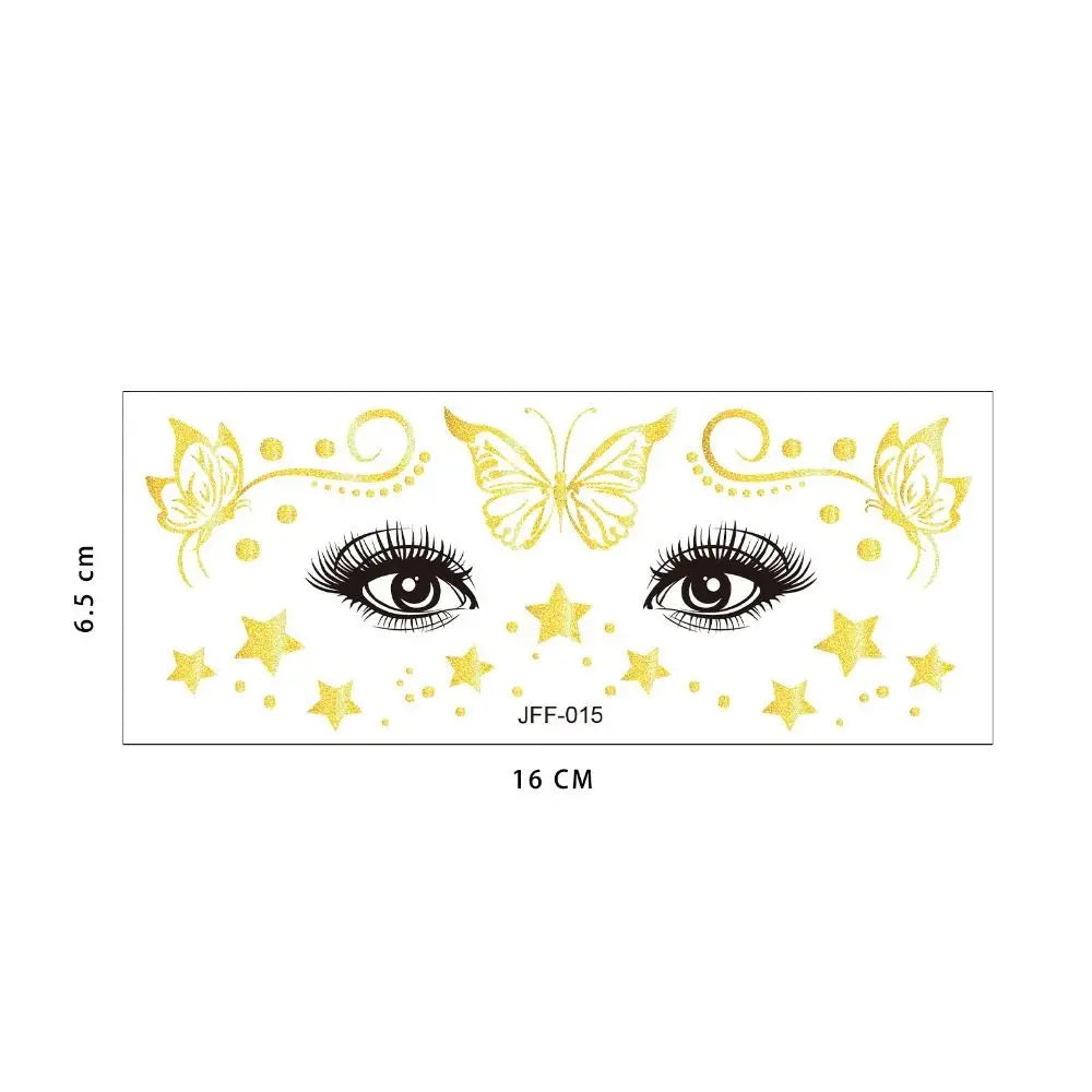 Gold Glitter Face Tattoo Stickers – 15-Pack Waterproof Temporary Temporary Face Tattoos QXL