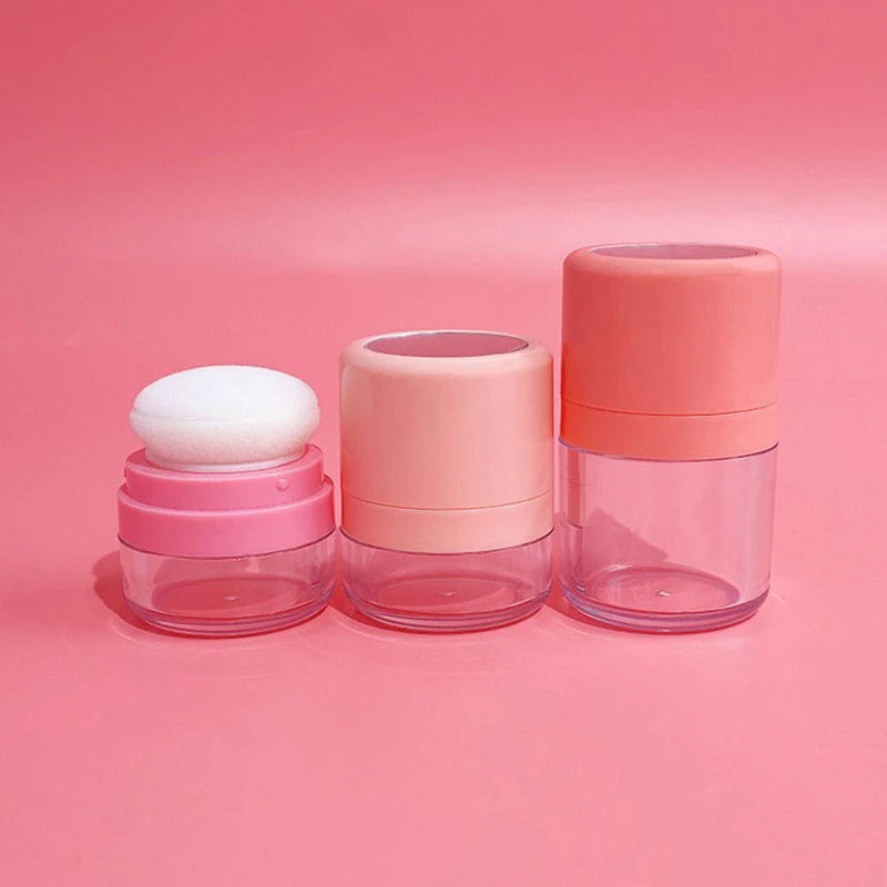 Mini Refillable Loose Powder Jar with Puff, Sifter & Mirror Refillable Powder Compact QXL