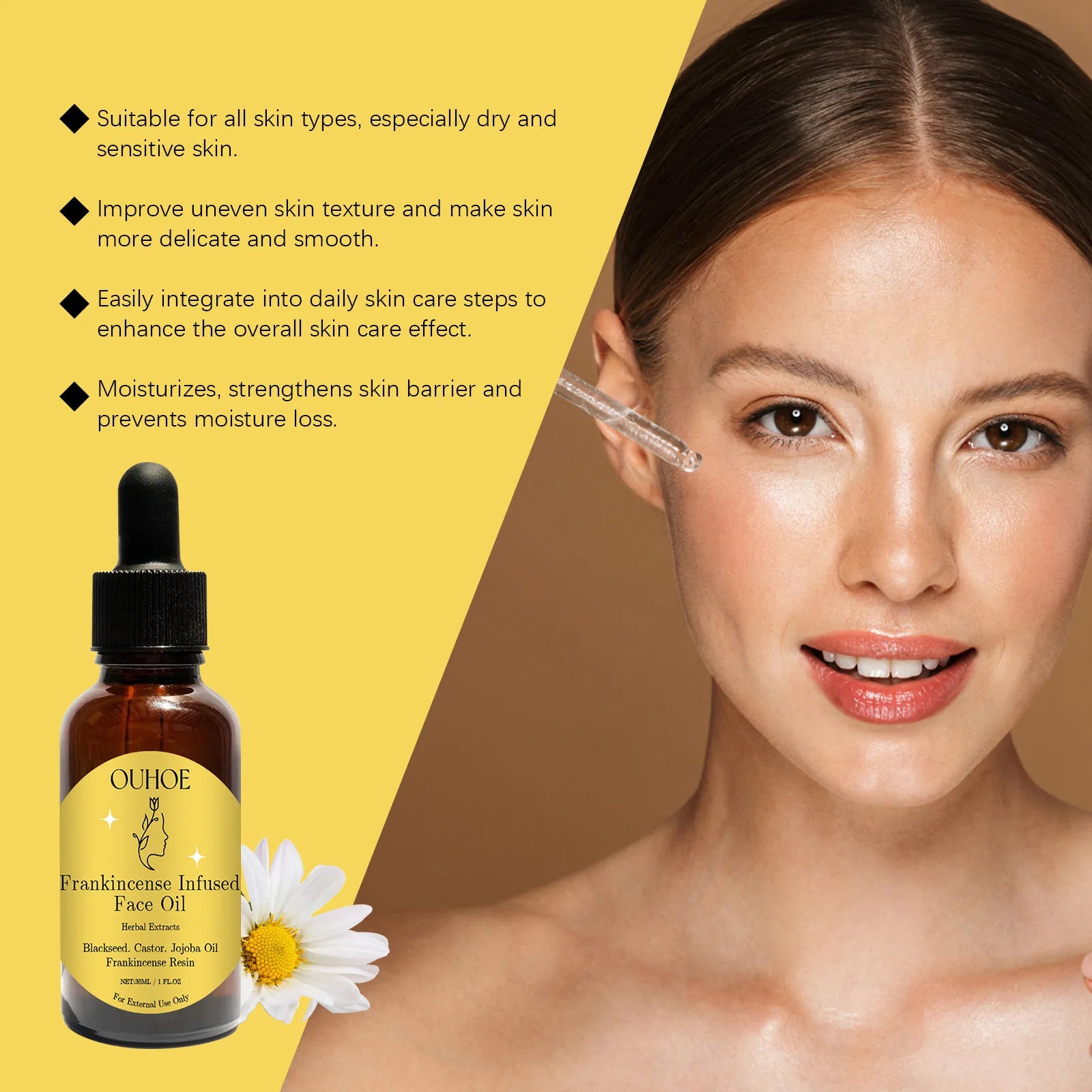 OUHOE Frankincense Essence Oil – Moisturizing & Firming Facial Facial Essence Oil QXL