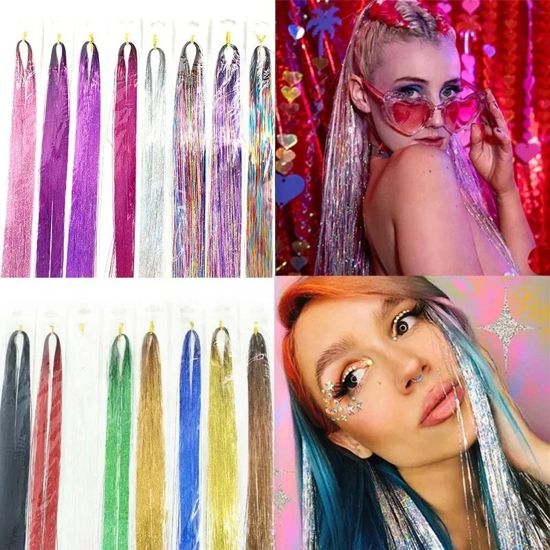 Rainbow Glitter Hair Tinsel Kit | Sparkle Braiding Extension Hair Tinsel Extension QXL