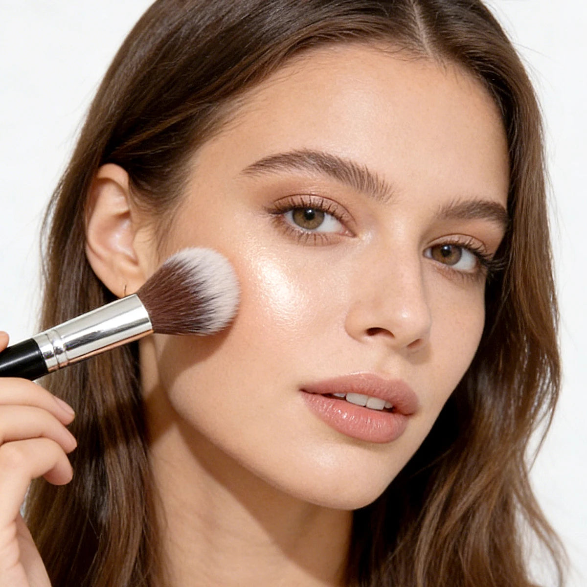 KOSSHOW 2-Pc Blush, Powder & Highlighter Makeup Brush Set Makeup Brush Set QXL