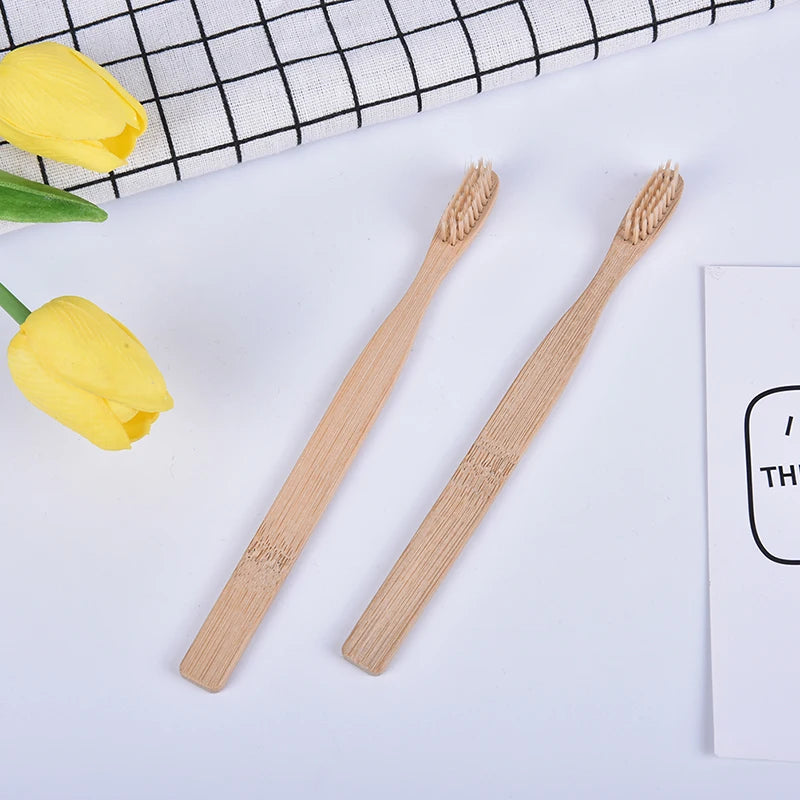 10-Pack Bamboo Toothbrushes | Soft Fibre Eco Wooden Handle Bamboo Toothbrush Set QXL