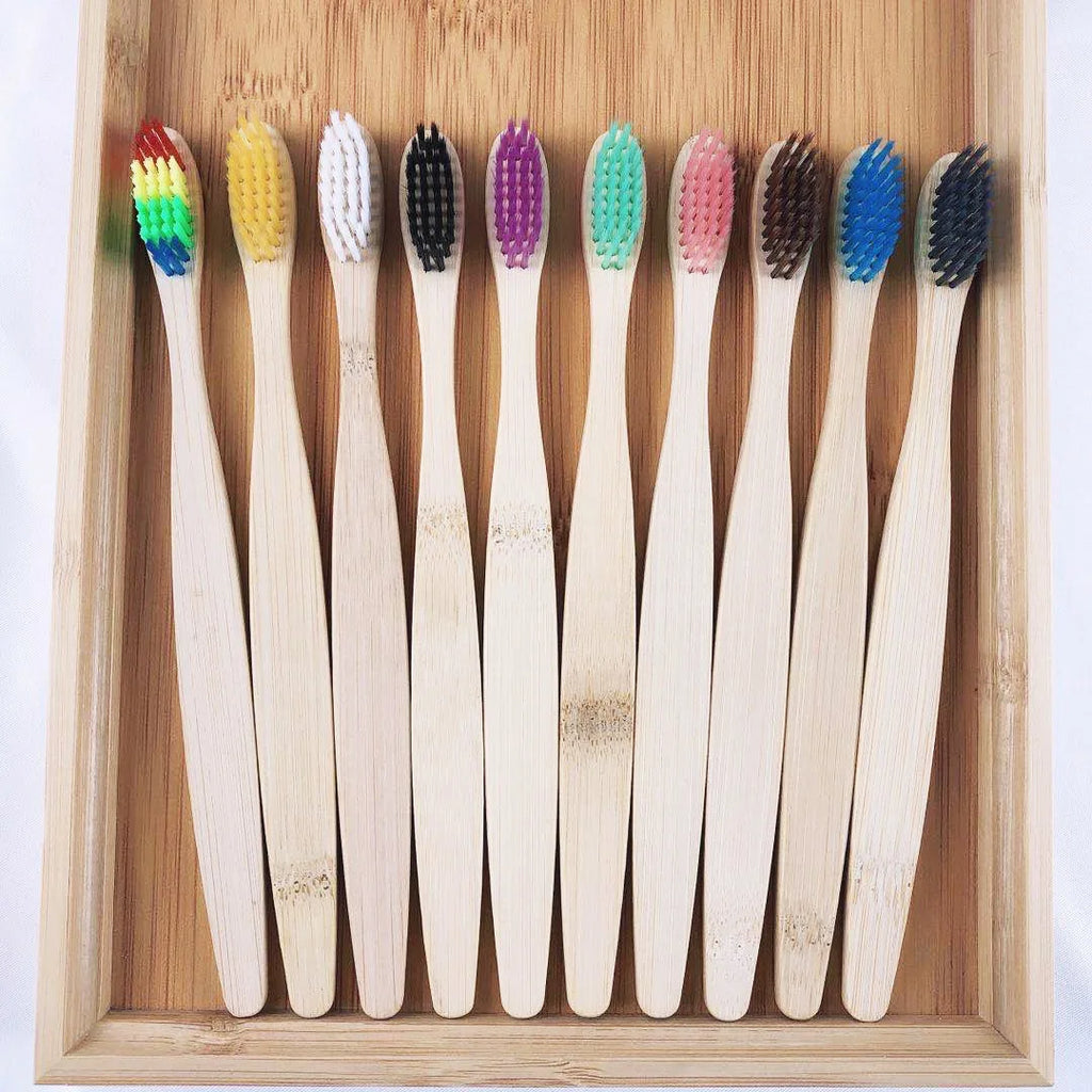 100-Pack Natural Bamboo Toothbrushes | Soft Charcoal Bristles, Eco Bamboo Toothbrush Set QXL