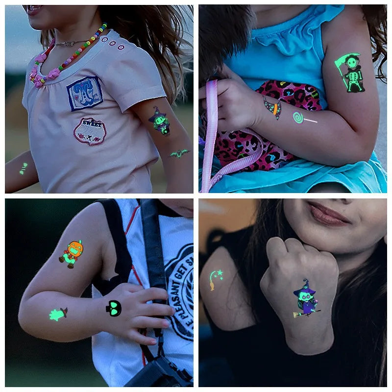 Halloween Glow Dinosaur Temporary Tattoo Stickers | Body Art Temporary Tattoo Sticker QXL