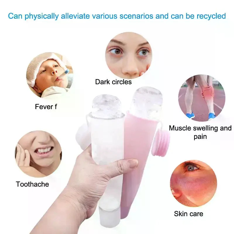 Silicone Ice Cube Face Roller | Reusable Facial Massager Ice Facial Roller QXL