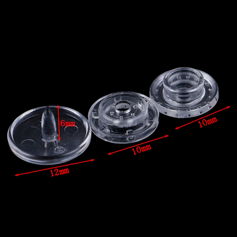 50-Set KAM T5 Clear Resin Snap Buttons 12mm Press Studs Snap Button Fasteners QXL